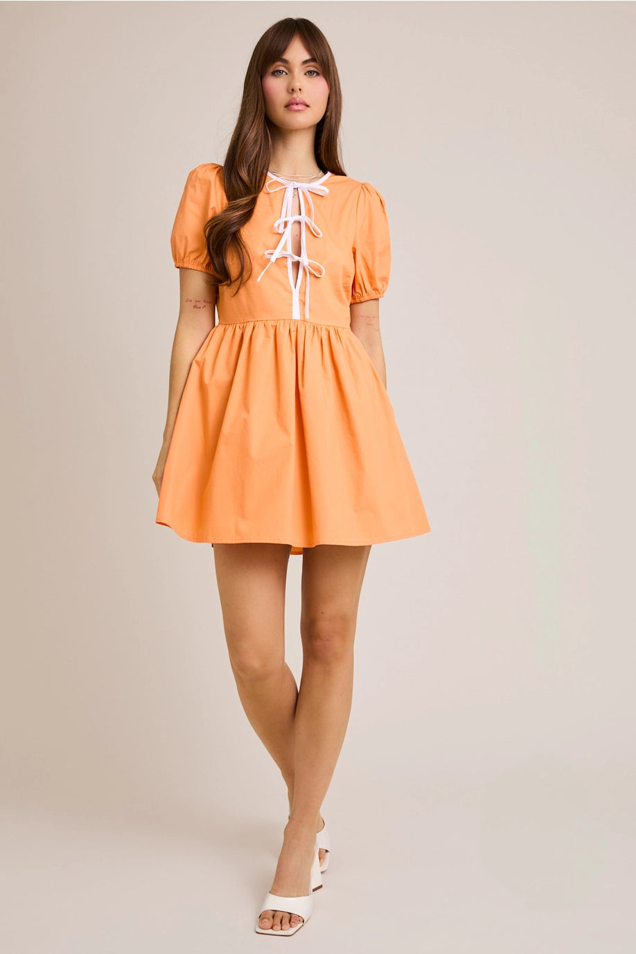 Orange and White Bow Dress