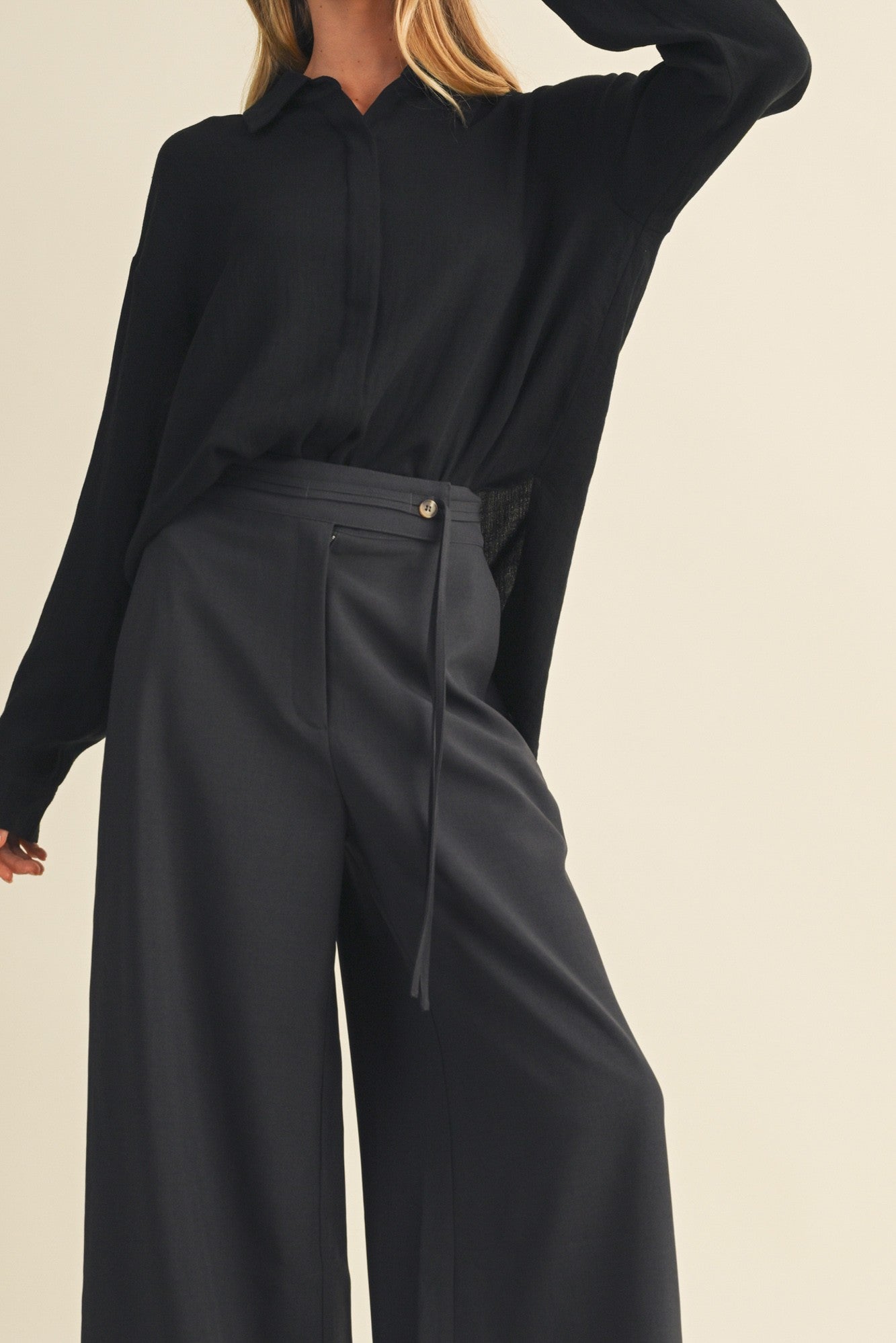 Tie-waist Wide-leg Trousers