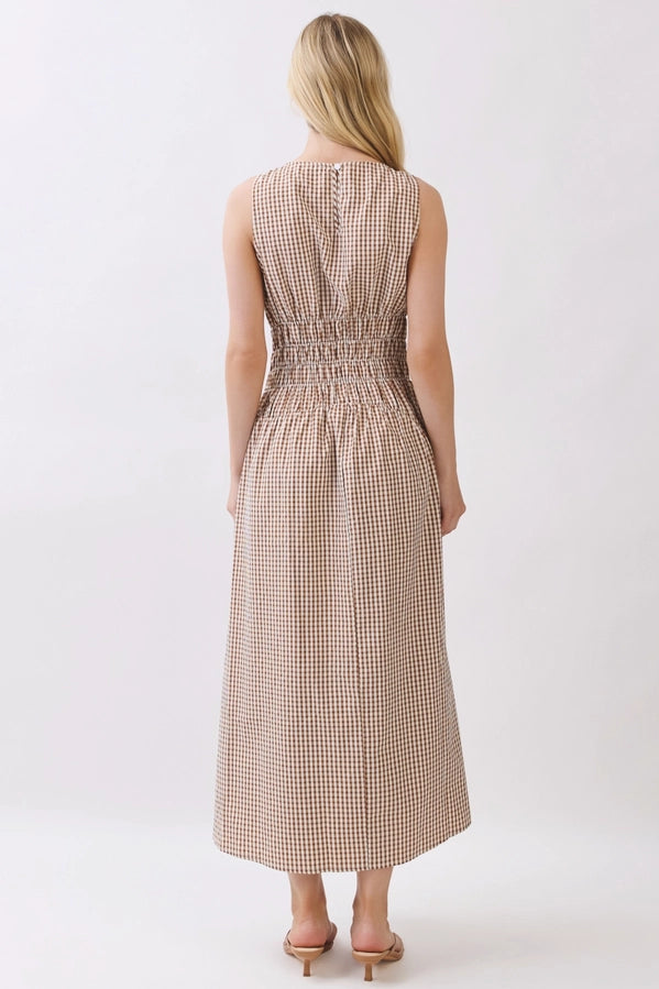 Asymmetrical Smocked Waist Midi