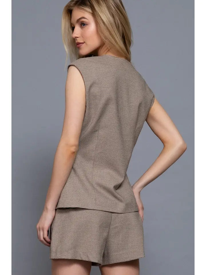 Marissa Button Down Plaid Vest