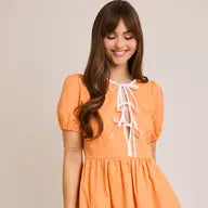 Orange and White Bow Dress