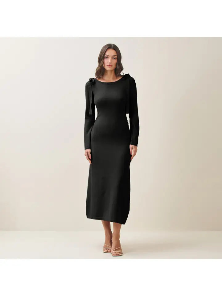 Bow Shoulder Knit Dress