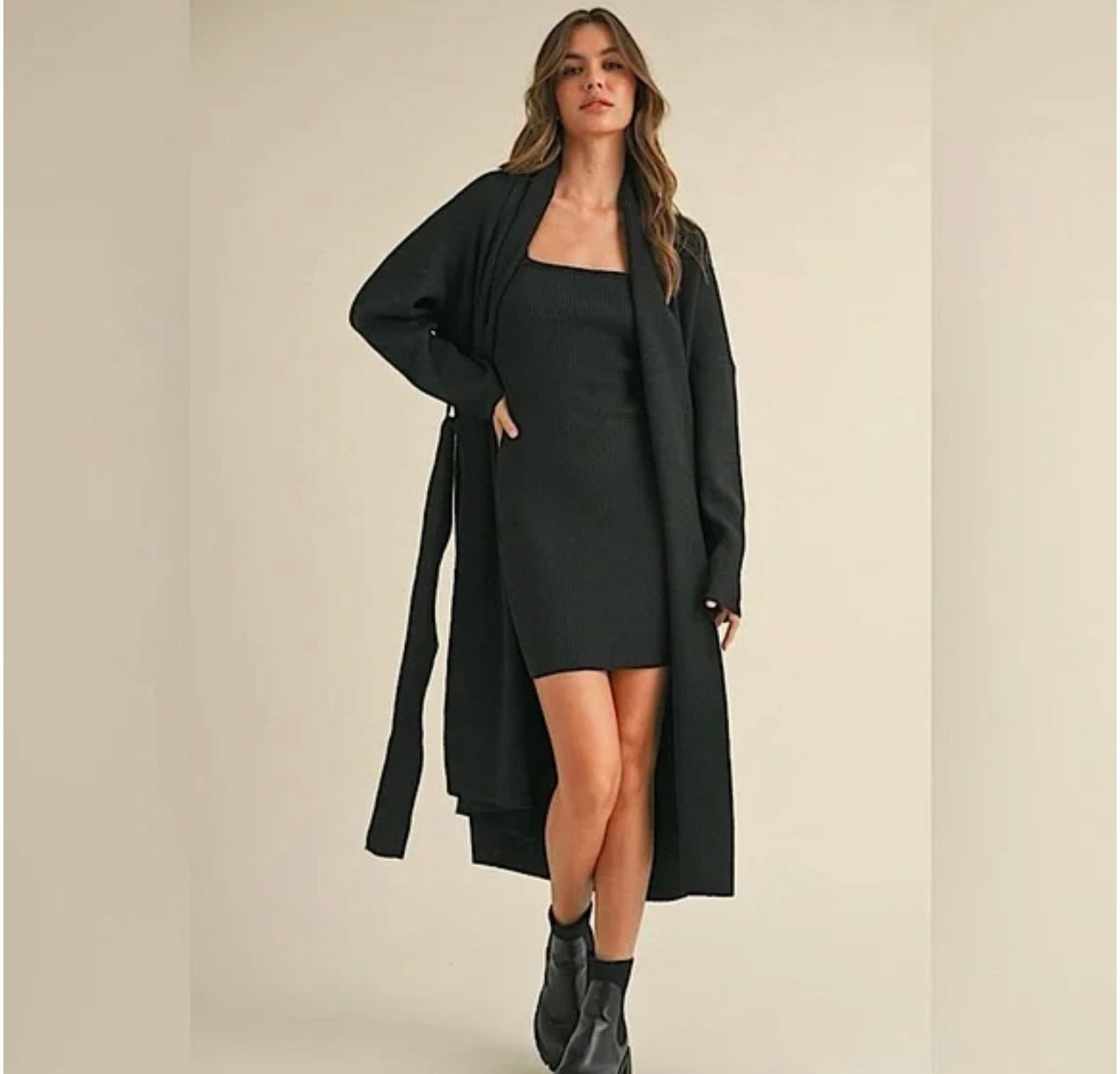 Kameron Mini Dress and Long Cardigan Set