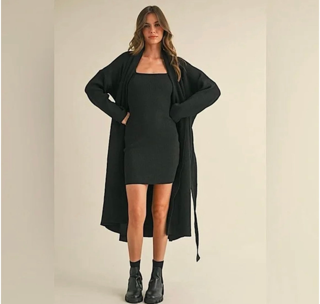 Kameron Mini Dress and Long Cardigan Set