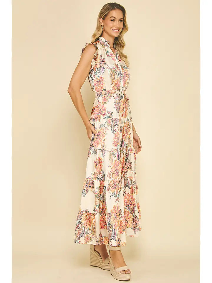 Floral Print Tiered Maxi Dress