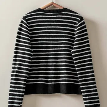 Parisian Striped Gold Button Cardigan