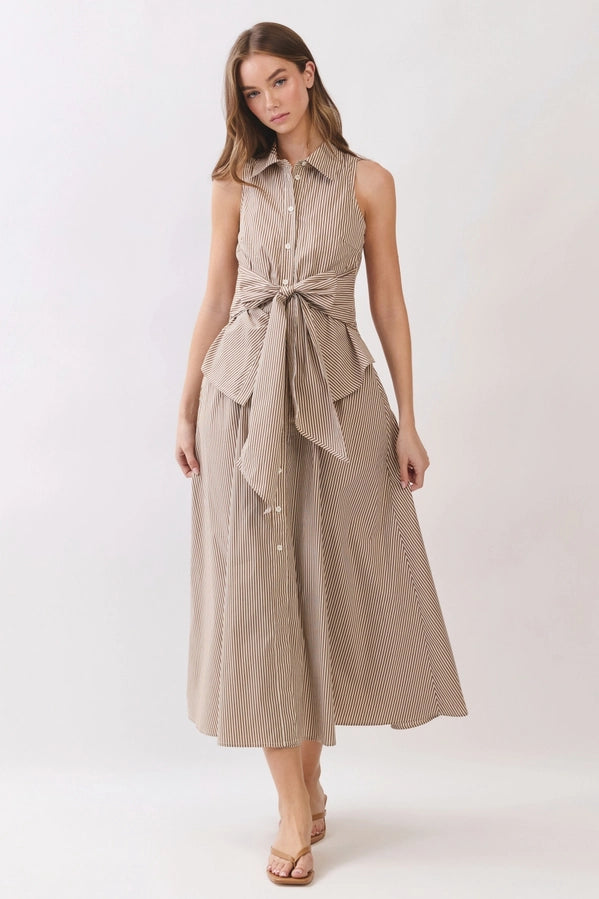 Tie Waist Stripe Maxi Dress