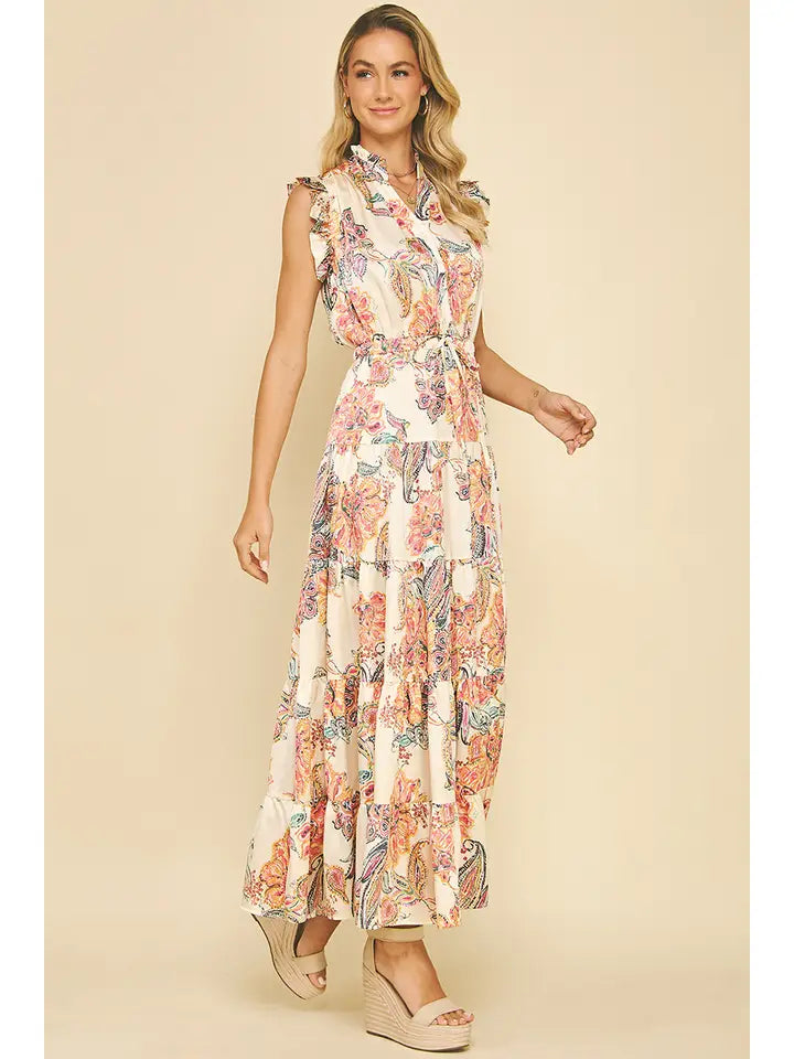 Floral Print Tiered Maxi Dress