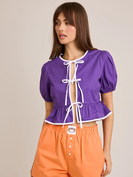 Purple and White Top