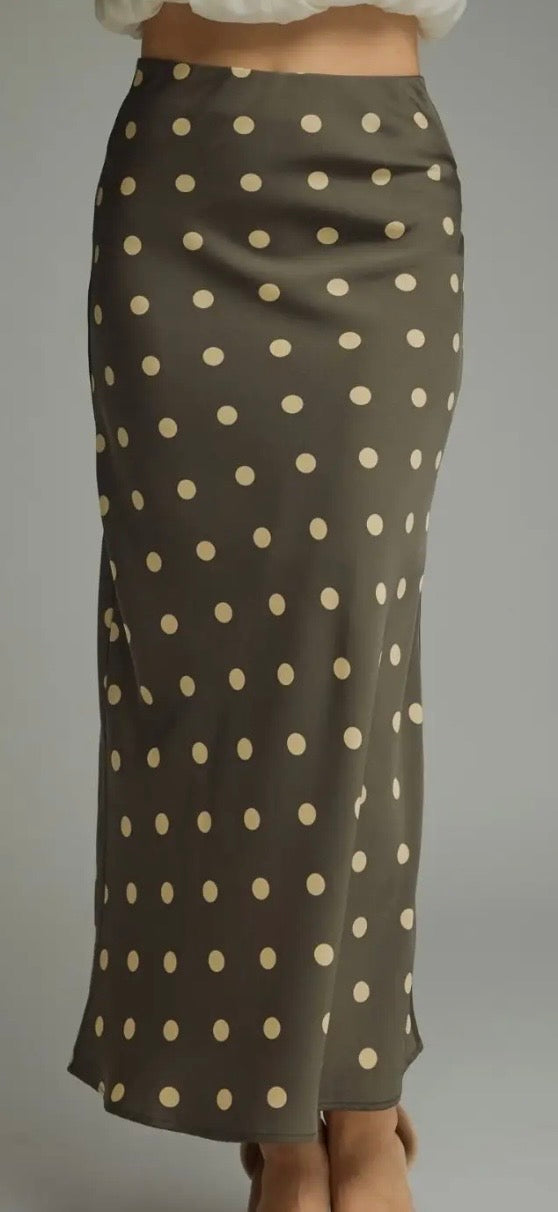 The Olive Dot Midi Skirt
