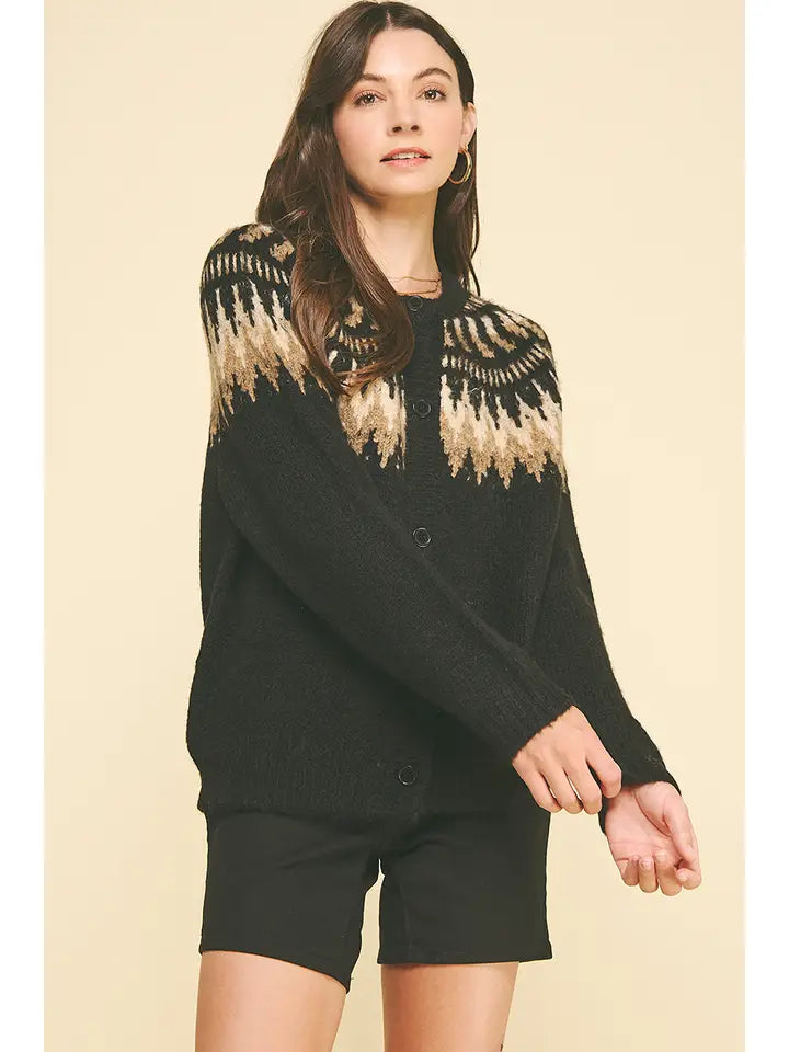 Vintage Geometric Pattern Cardigan