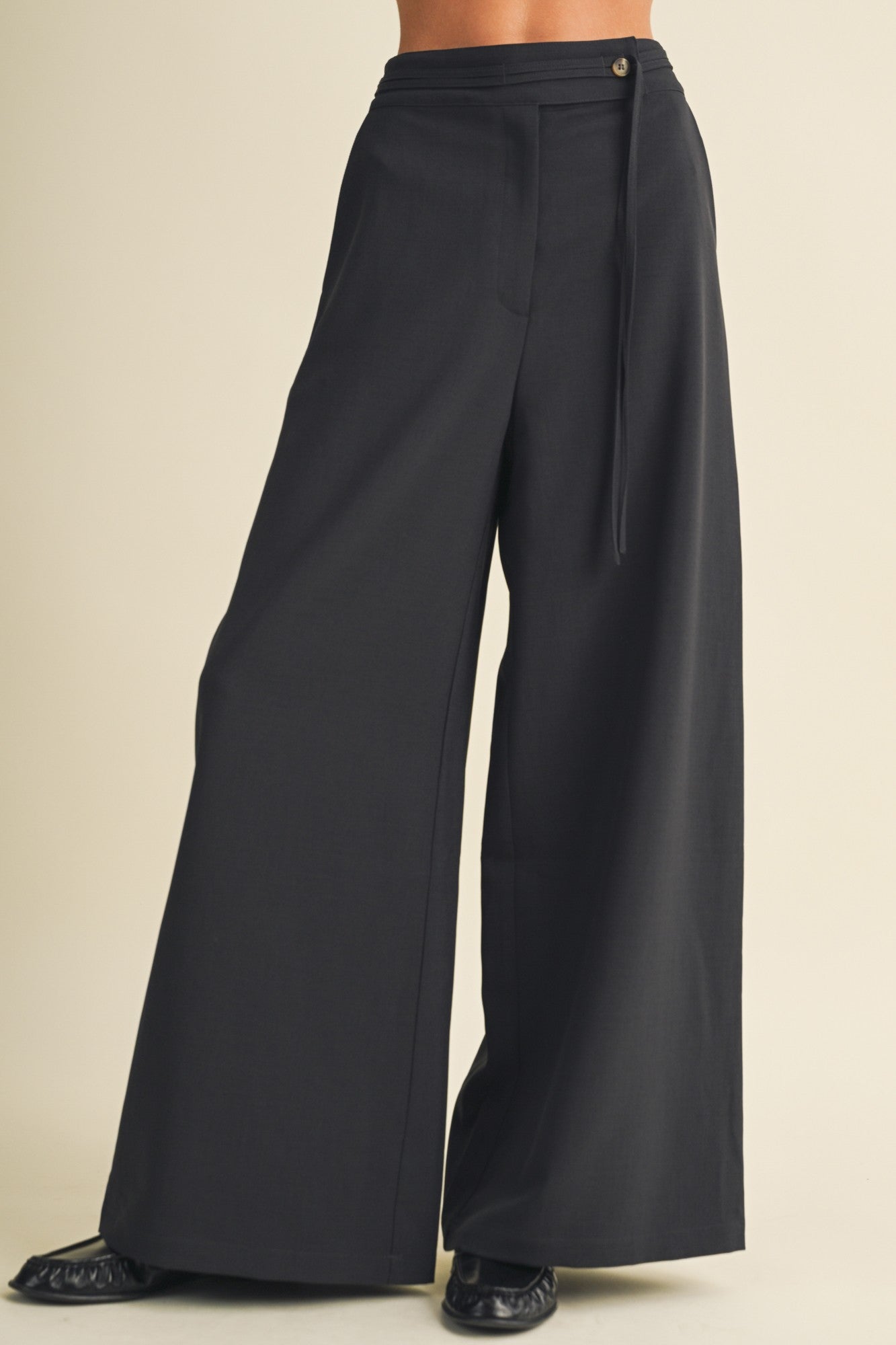 Tie-waist Wide-leg Trousers