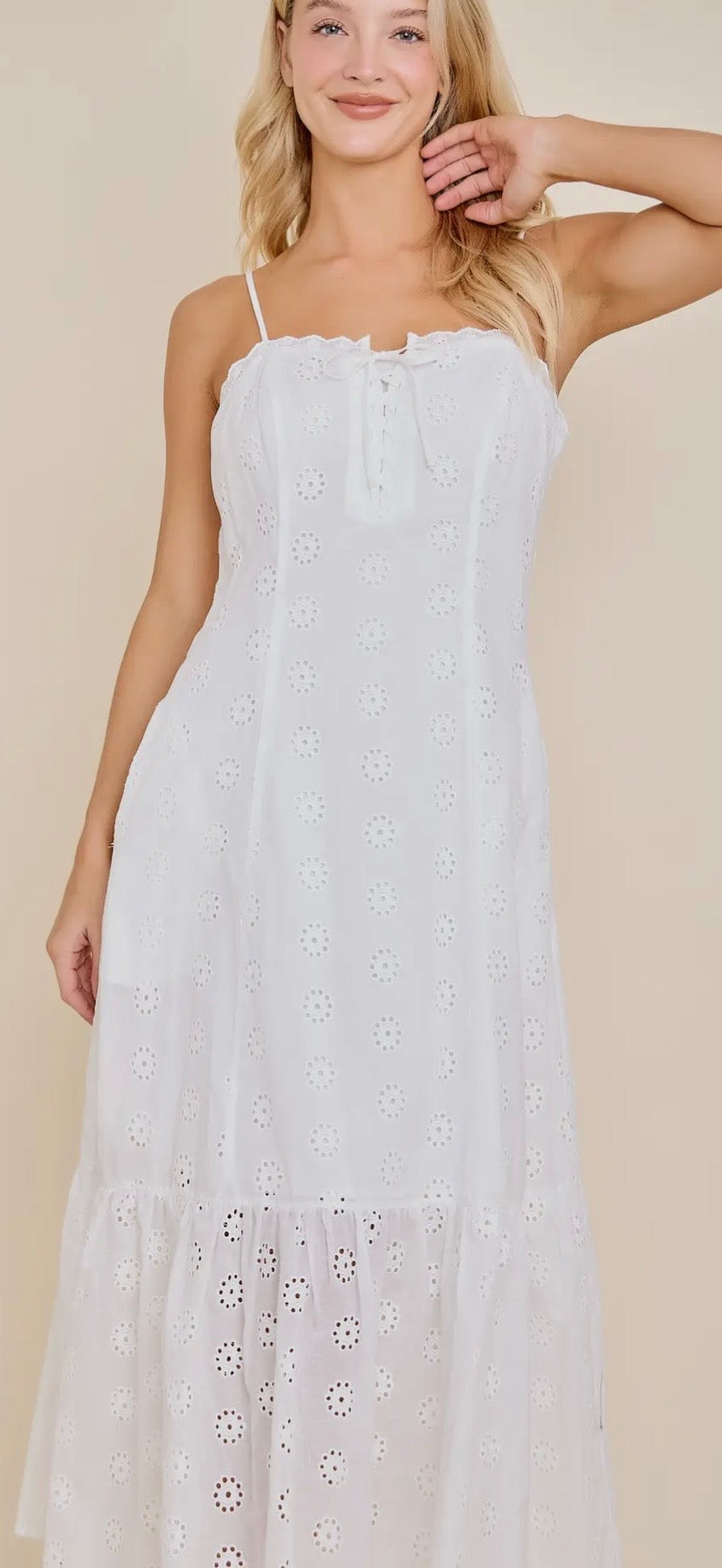 Eyelet Lace-Up Midi