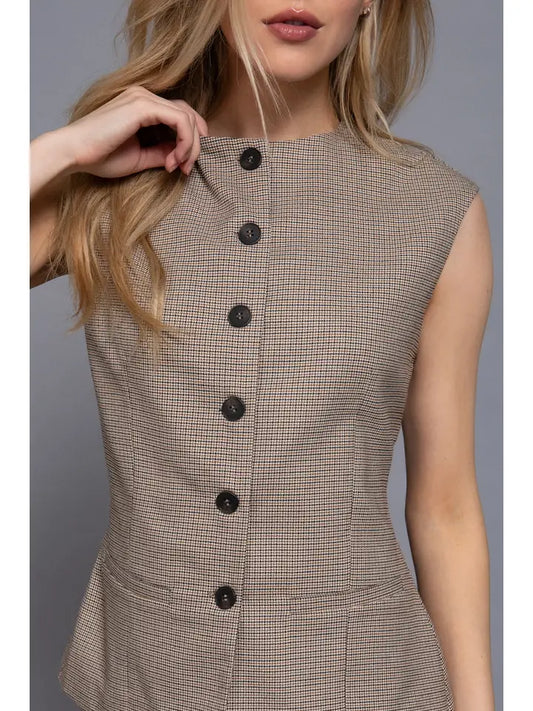 Marissa Button Down Plaid Vest