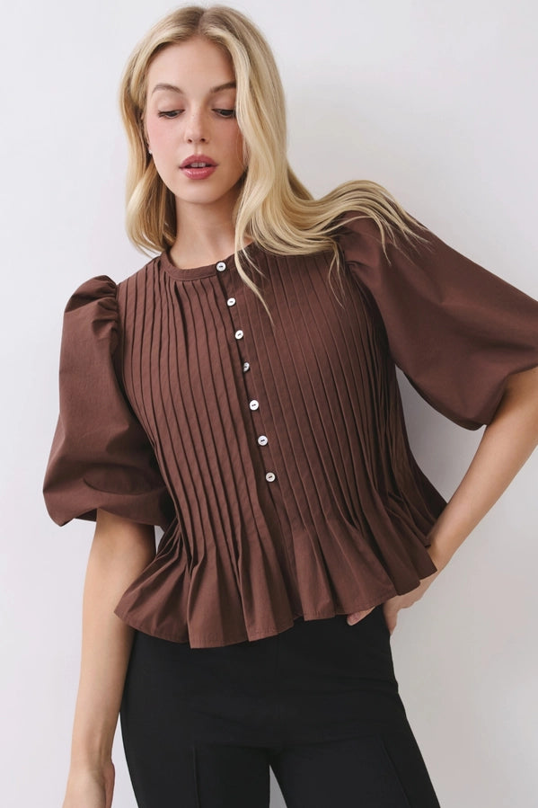 The Willow Pintuck Peplum Top