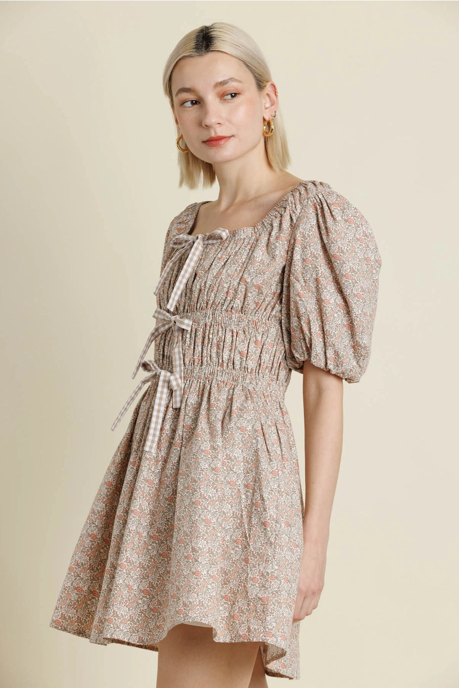 Floral Bow Mini Dress