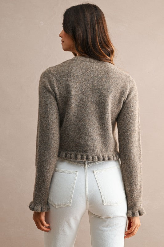 Ruffle Detail Knit Cardigan