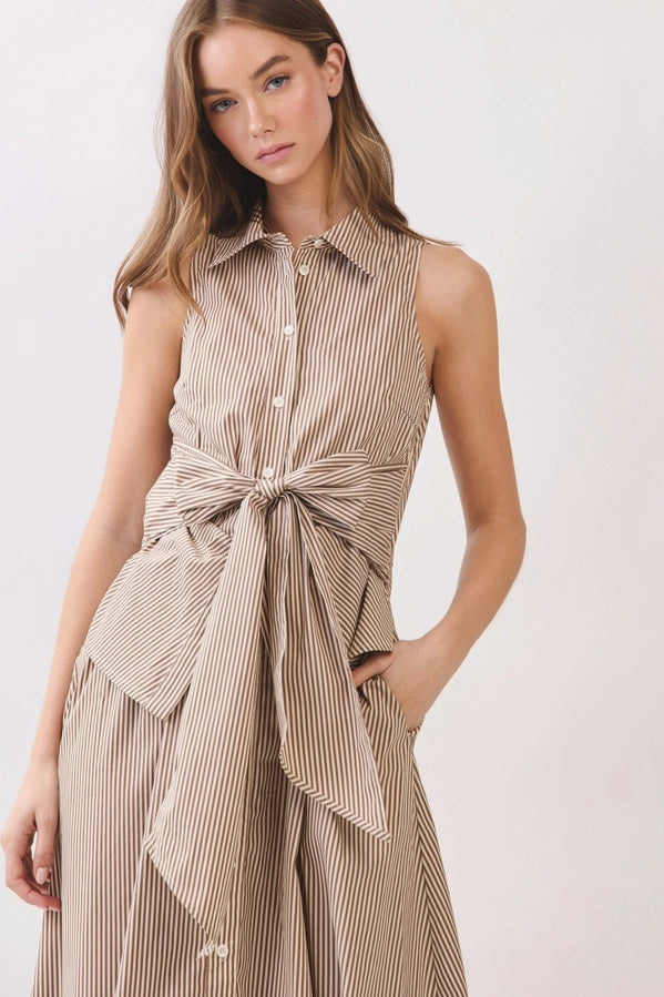 Tie Waist Stripe Maxi Dress