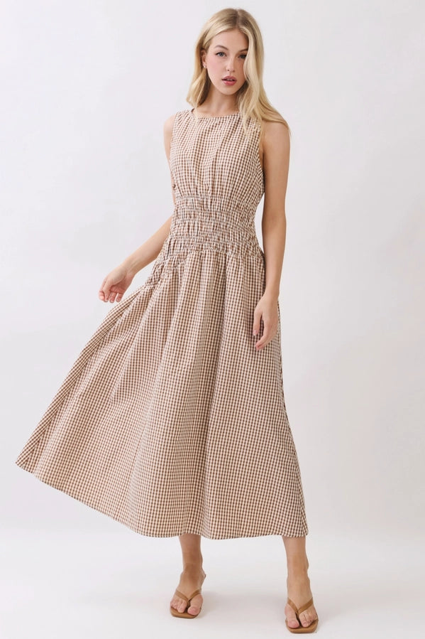 Asymmetrical Smocked Waist Midi