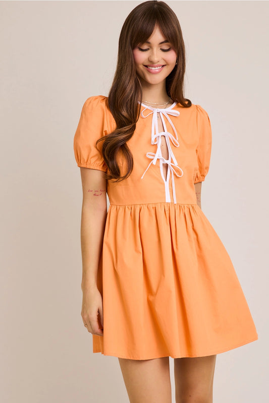 Orange and White Bow Dress