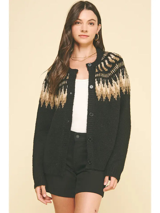 Vintage Geometric Pattern Cardigan