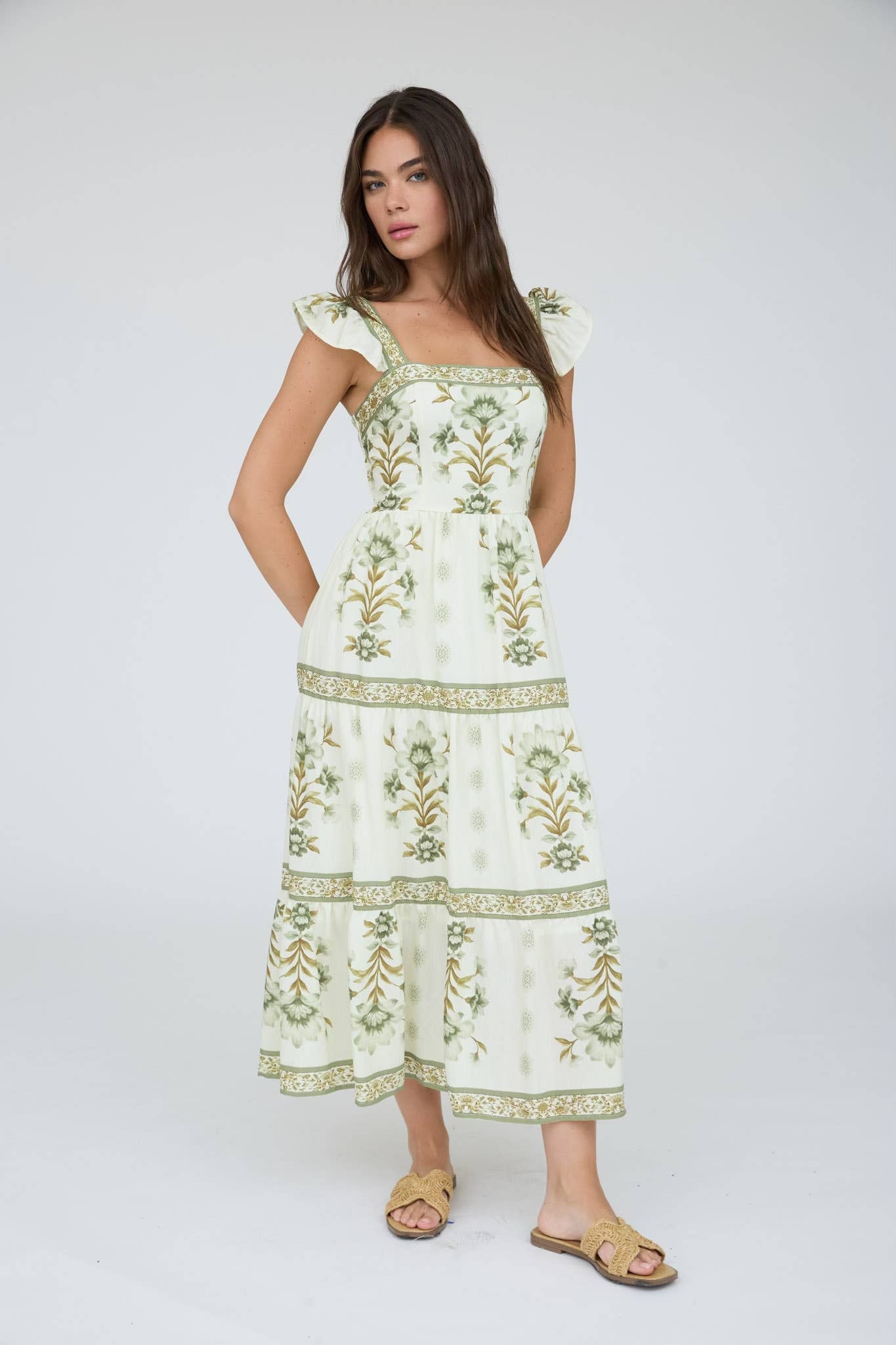 Olive Grove Midi Dress