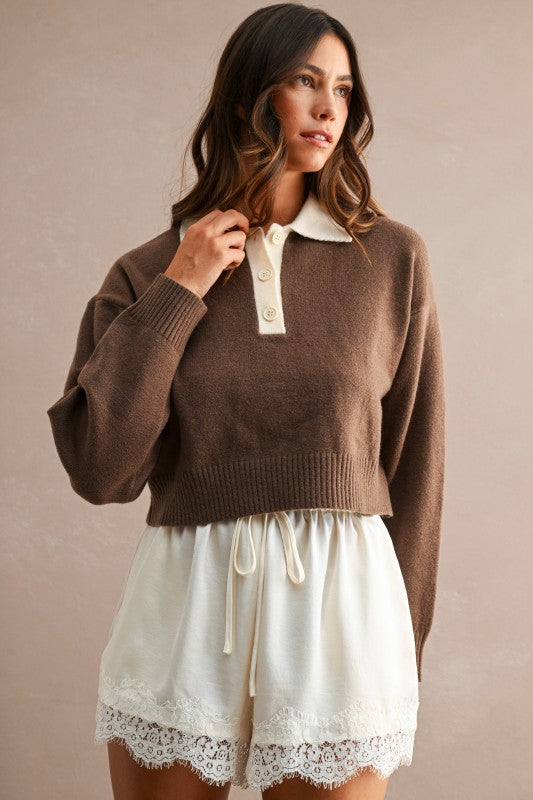 Classic Contrast Collar Sweater