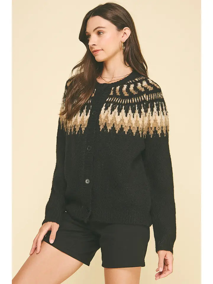 Vintage Geometric Pattern Cardigan