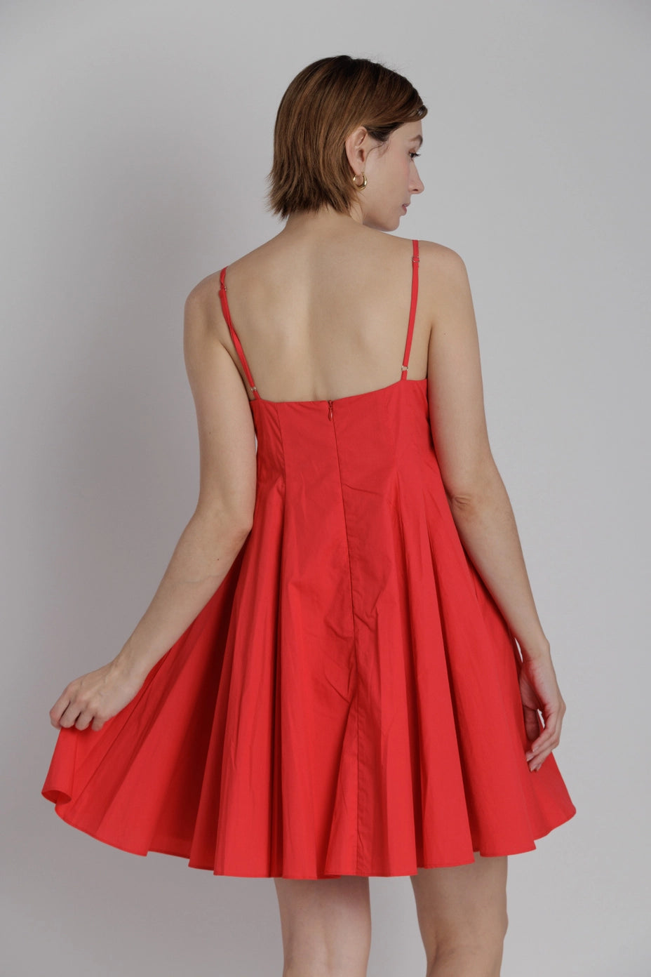Pleated Poplin Mini Dress w/ Ties