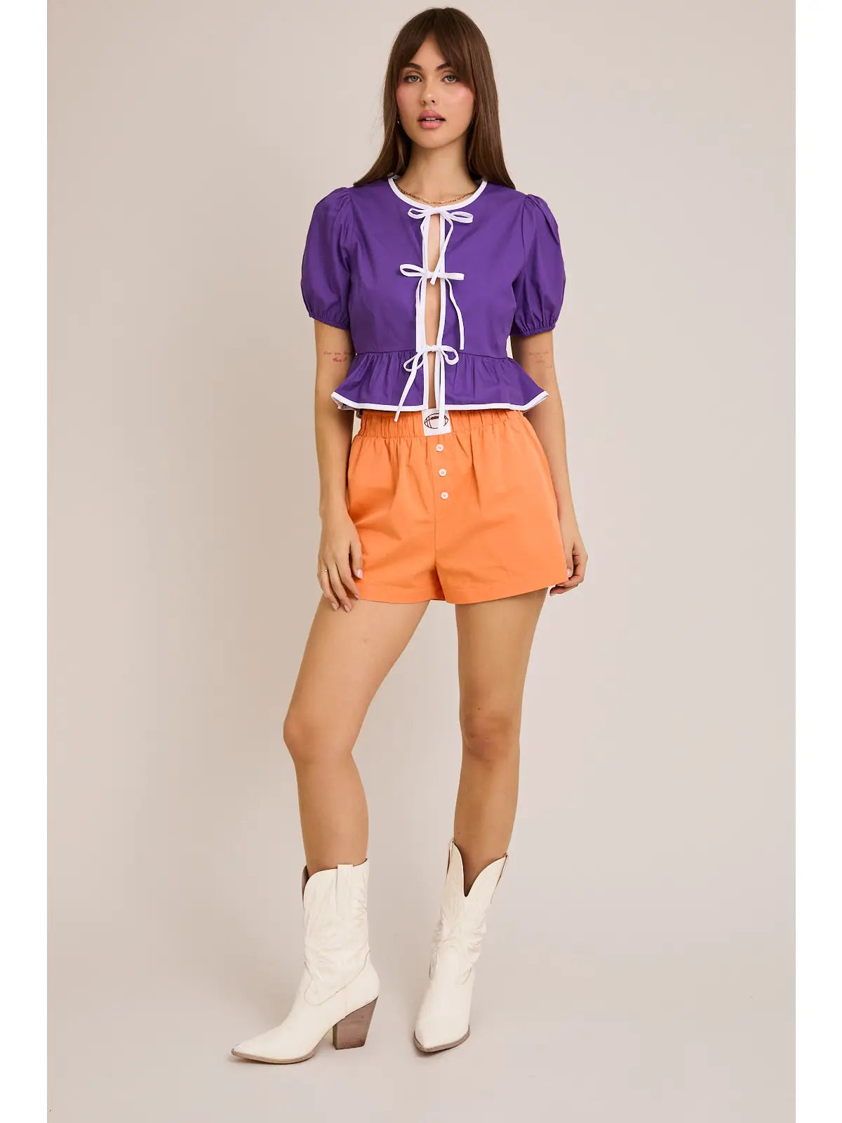 Purple and White Top