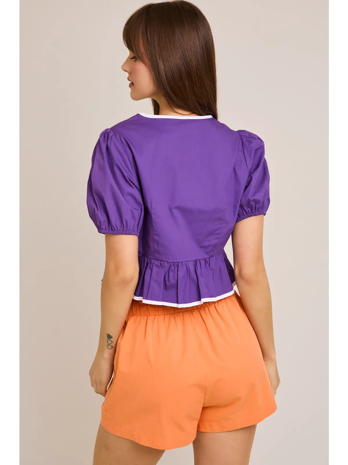 Purple and White Top