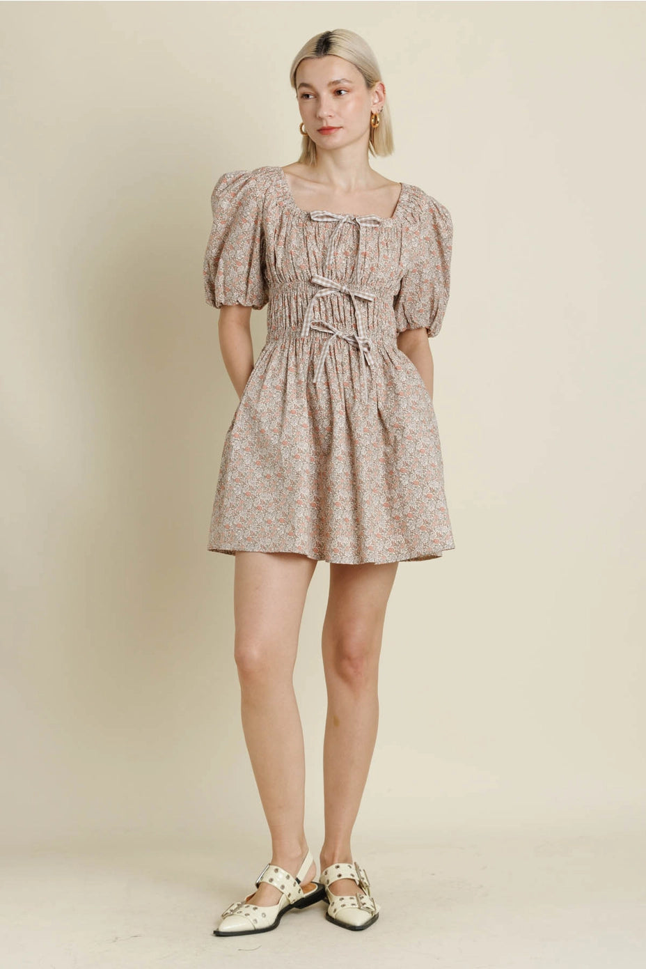 Floral Bow Mini Dress
