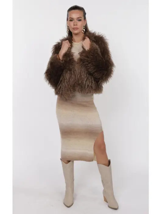 Devlin Cropped Vegan Fur Jacket