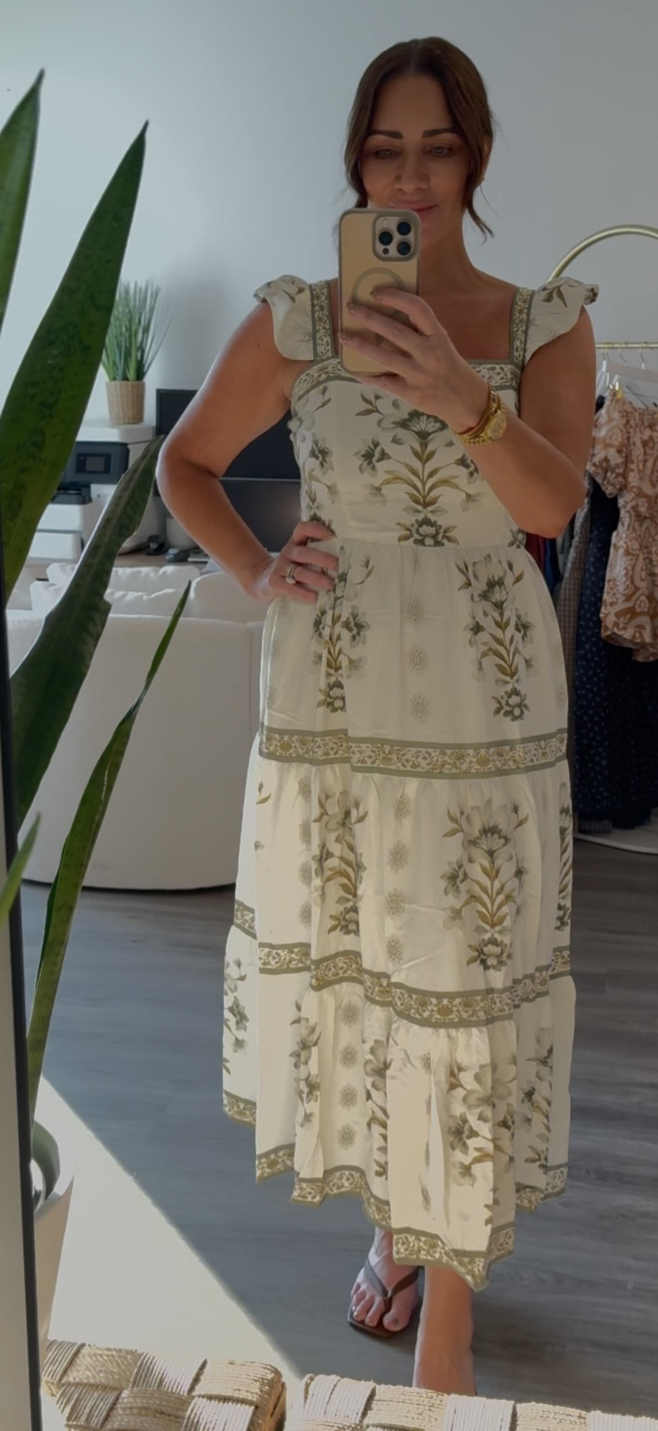 Olive Grove Midi Dress