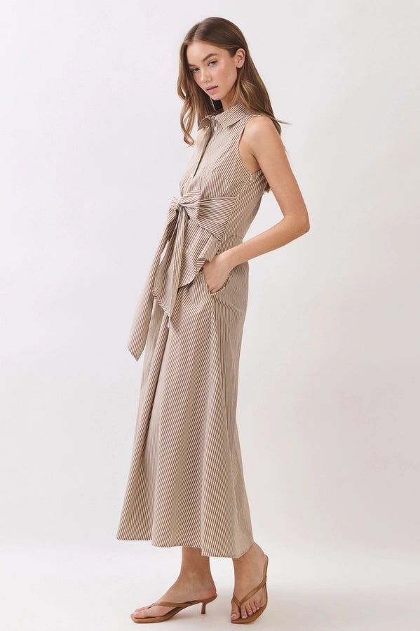 Tie Waist Stripe Maxi Dress