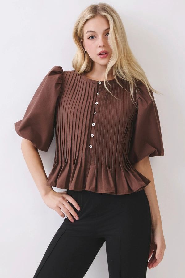 The Willow Pintuck Peplum Top