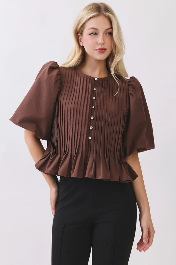 The Willow Pintuck Peplum Top
