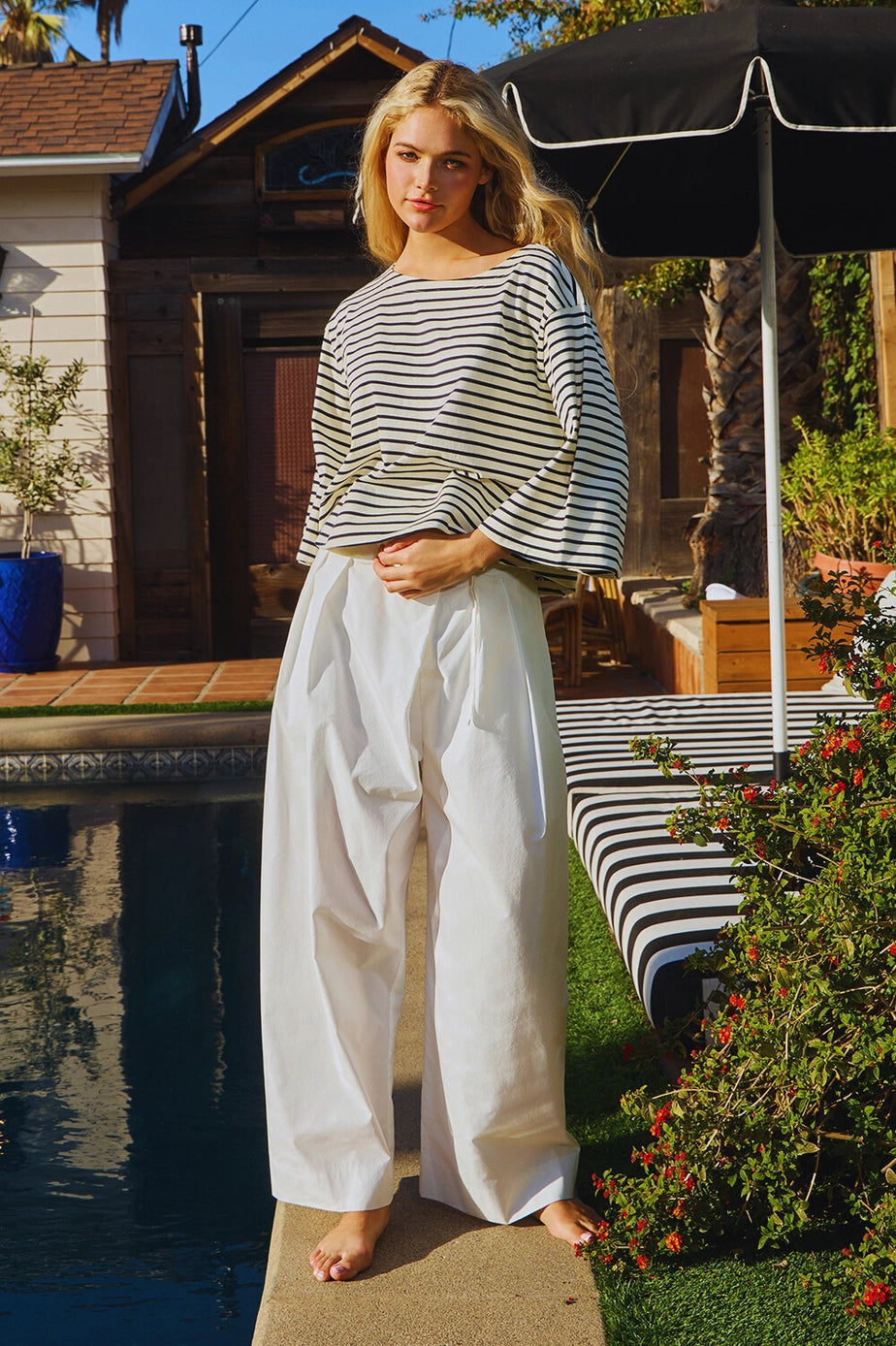 Overlapping Wrap Waist Tie Wide Leg Pants