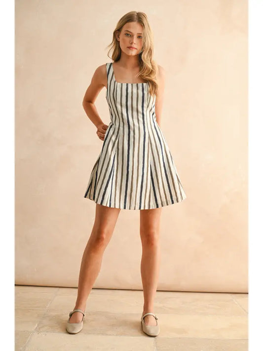 Multi Color Striped Short Dress