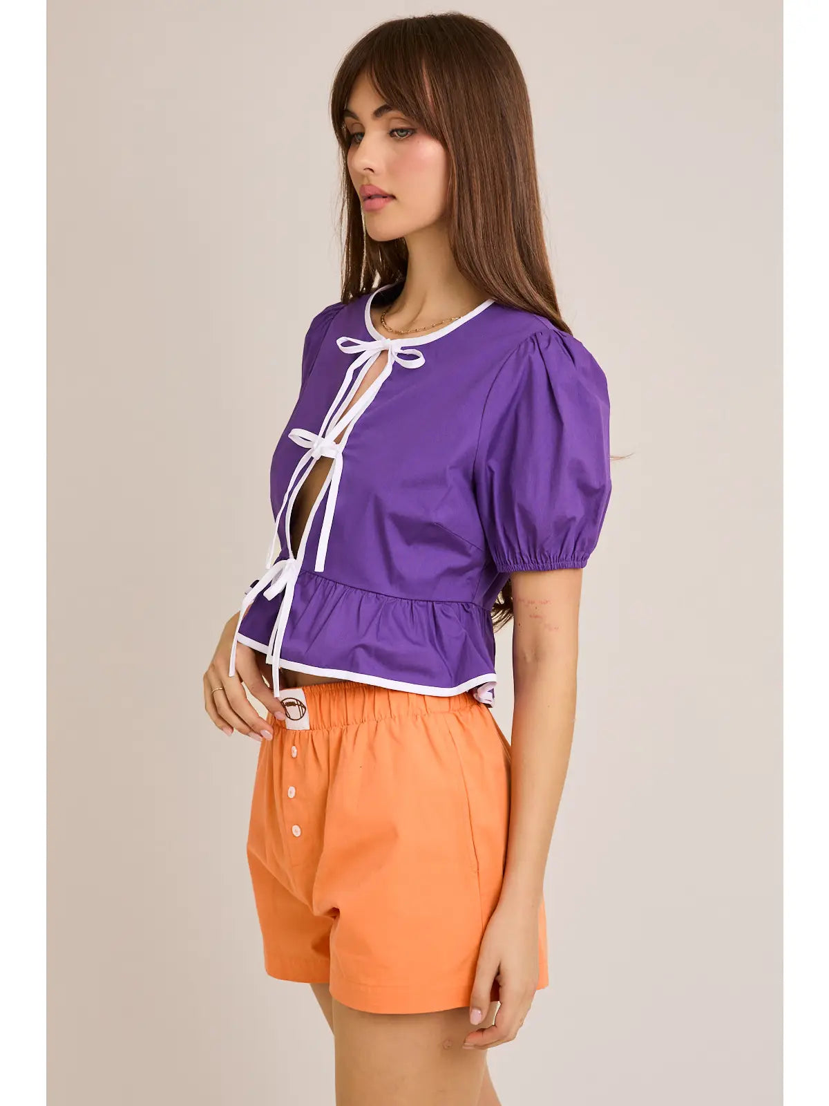 Purple and White Top