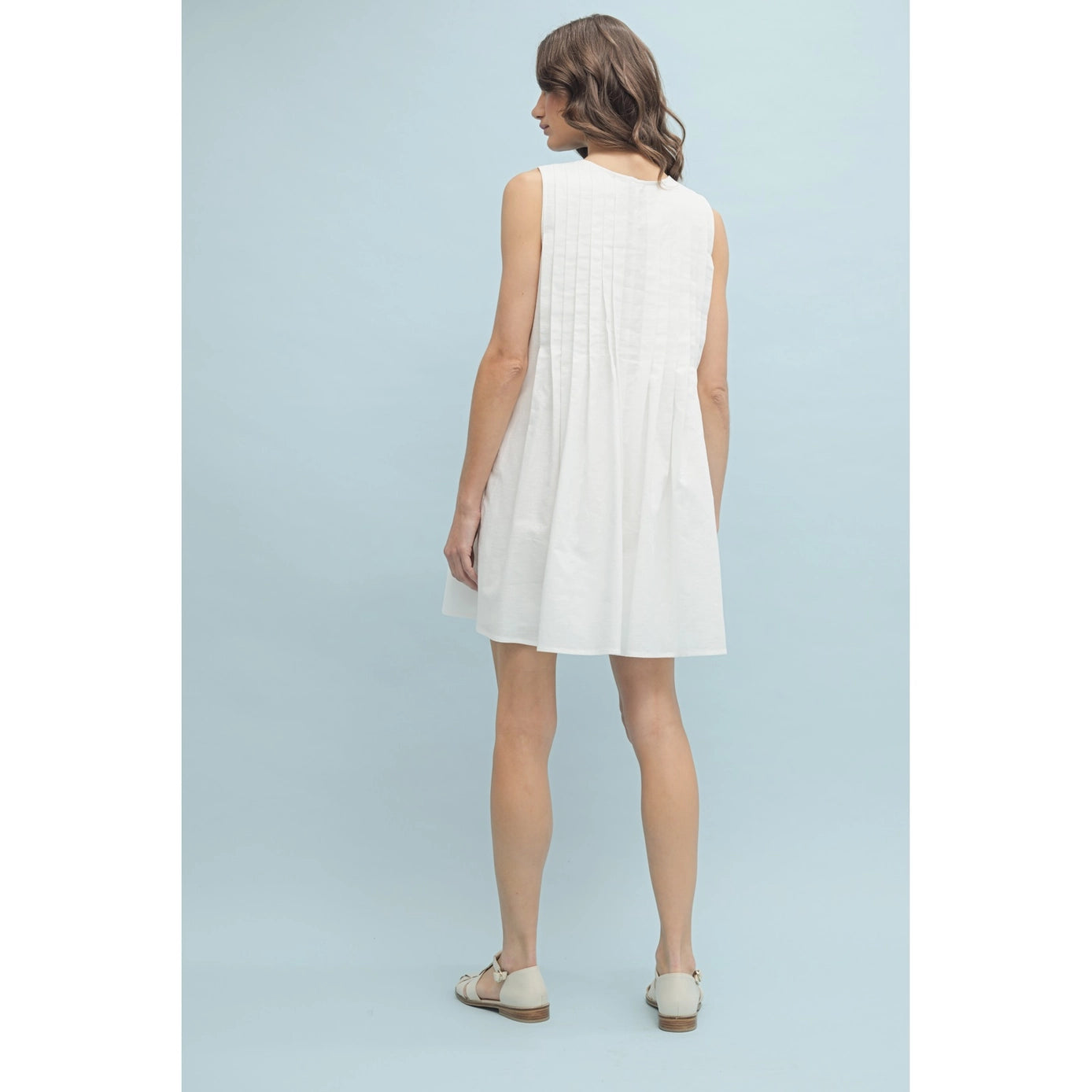 Bow Detail Pleated Mini Dress