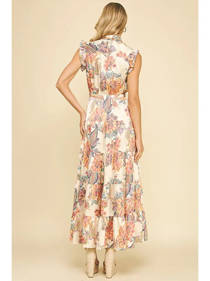 Floral Print Tiered Maxi Dress