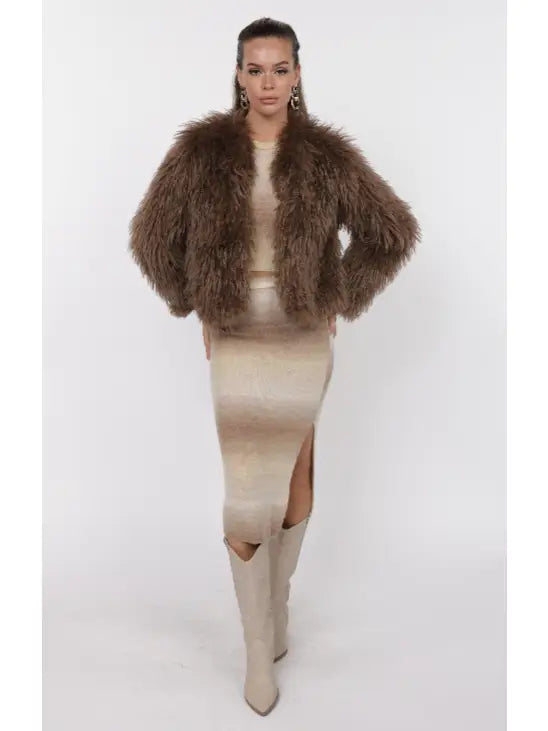 Devlin Cropped Vegan Fur Jacket
