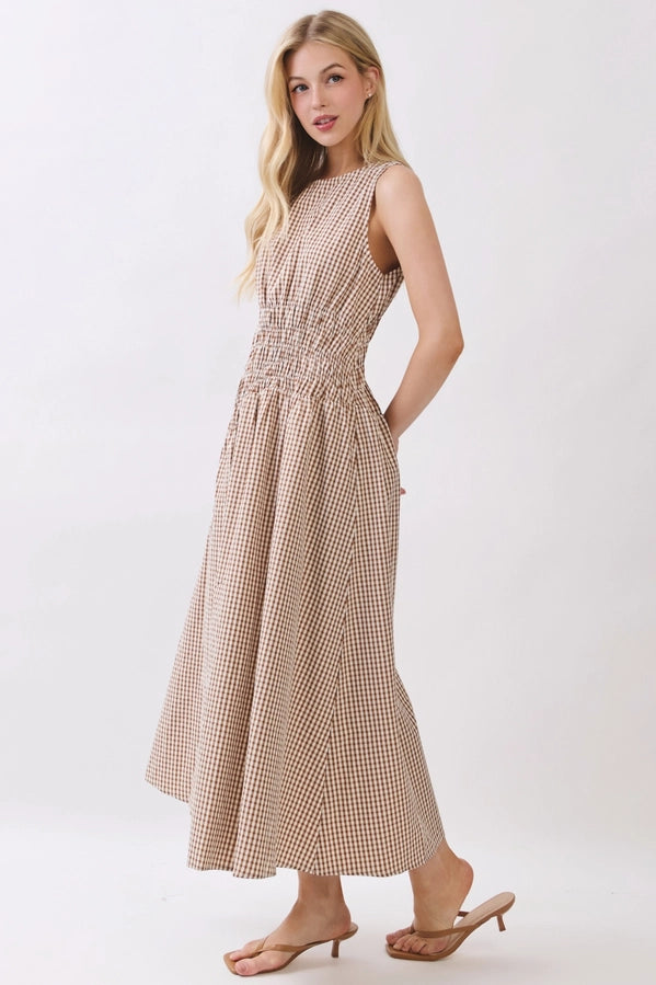 Asymmetrical Smocked Waist Midi