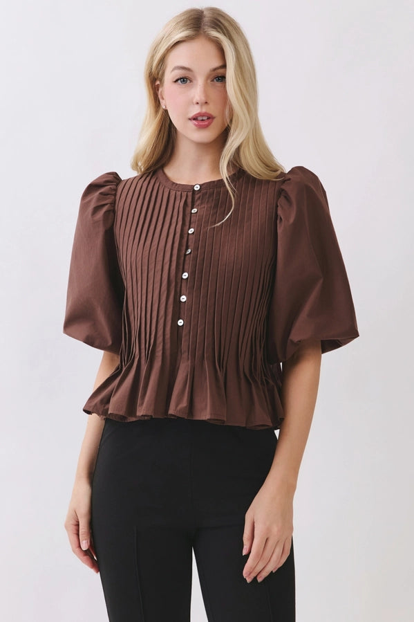 The Willow Pintuck Peplum Top