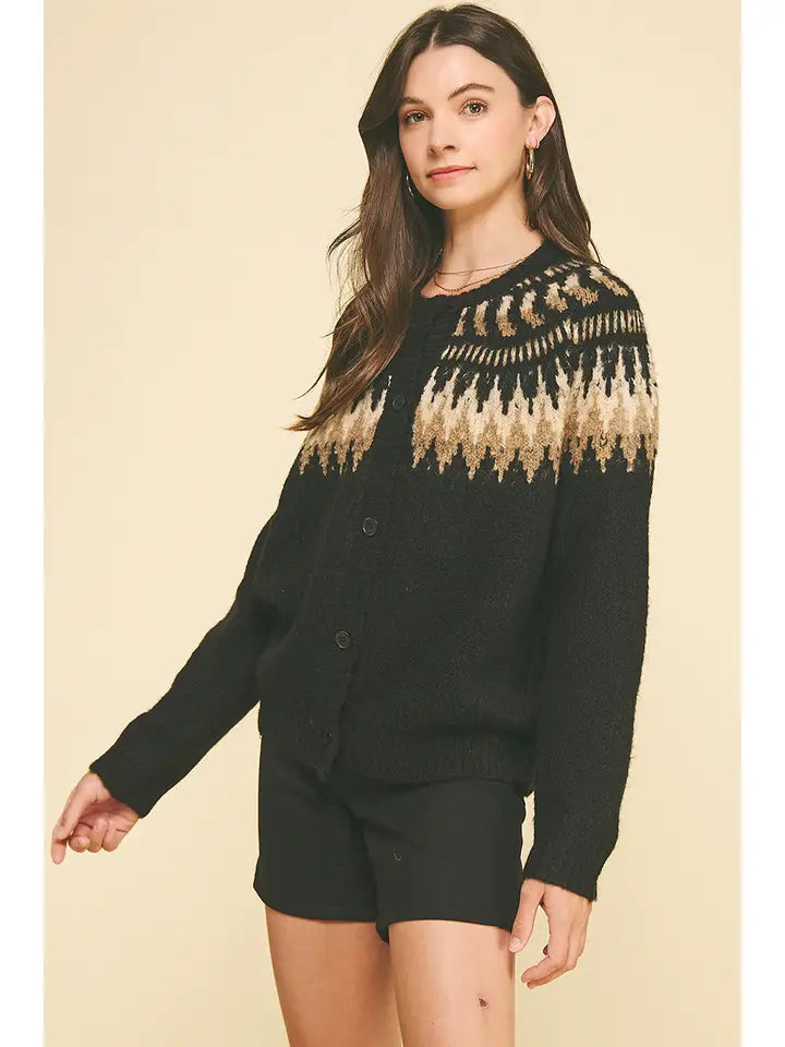 Vintage Geometric Pattern Cardigan