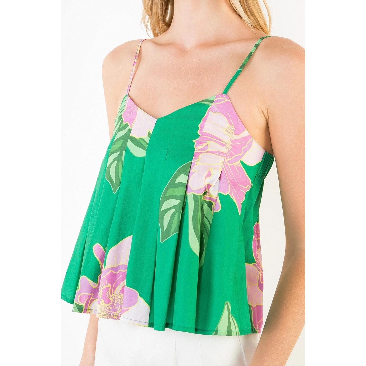 Tropical Breeze Pleated Tank
