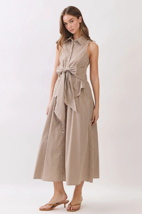 Tie Waist Stripe Maxi Dress