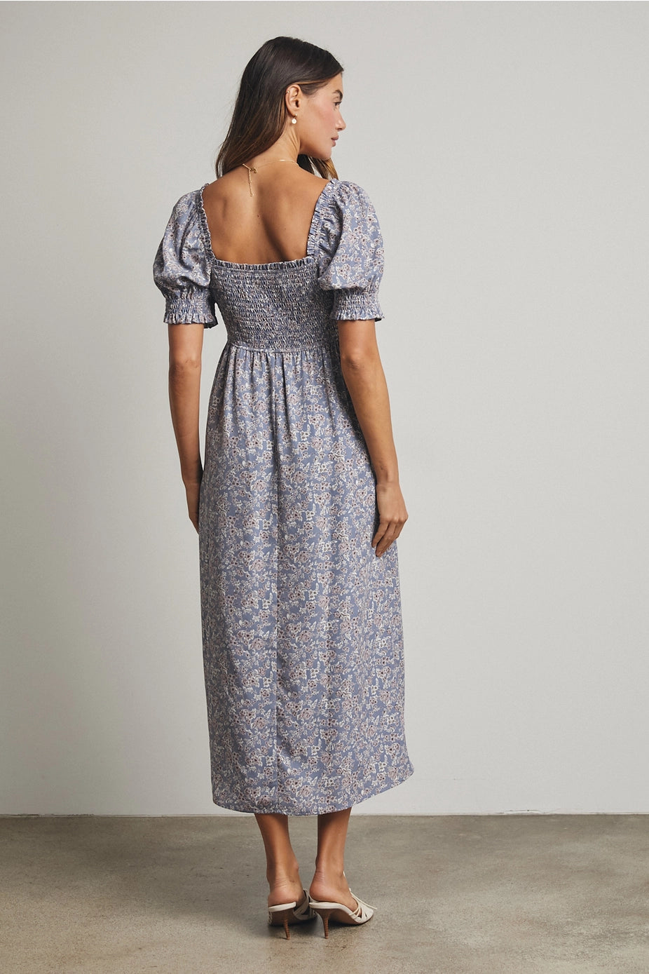 Floral Ruched Midi Dress